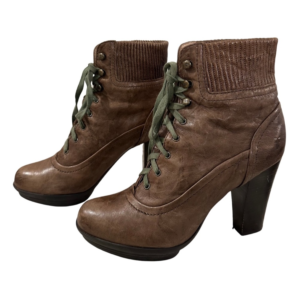FRYE Mimi Lace Leather 4” heel 1” platform